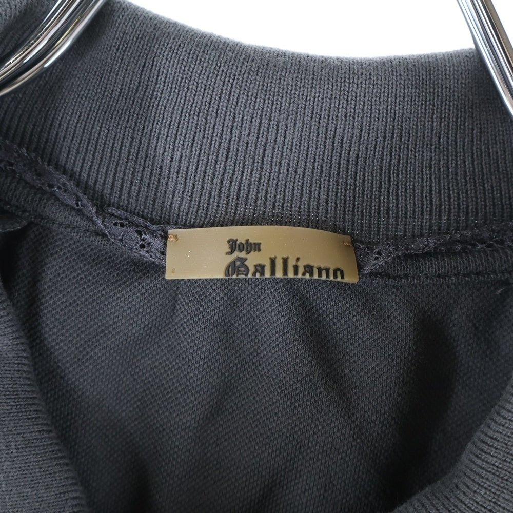 John Galliano(ジョン ガリアーノ) 09AW グラフィックプリント 半袖ポロシャツ グレー