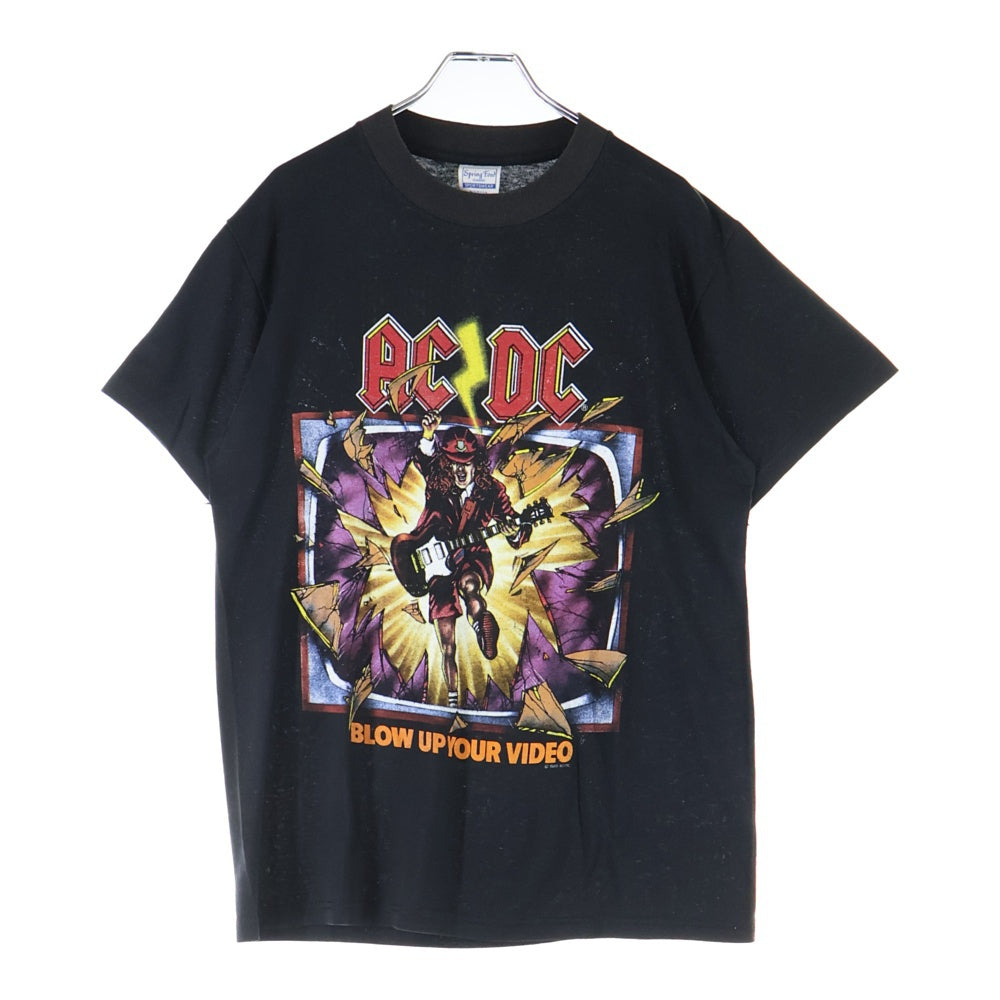 VINTAGE(ヴィンテージ) 90s AC/DC BLOW UP YOUR VIDEO WORLD TOUR 1988 両面プリント 半袖Tシャツ ブラック