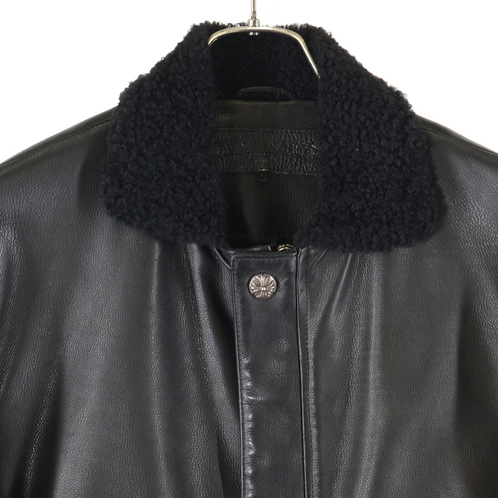 CHROME HEARTS(クロムハーツ) MAN CRUSH LTHR ムートン付きレザージャケット アウター ブラック