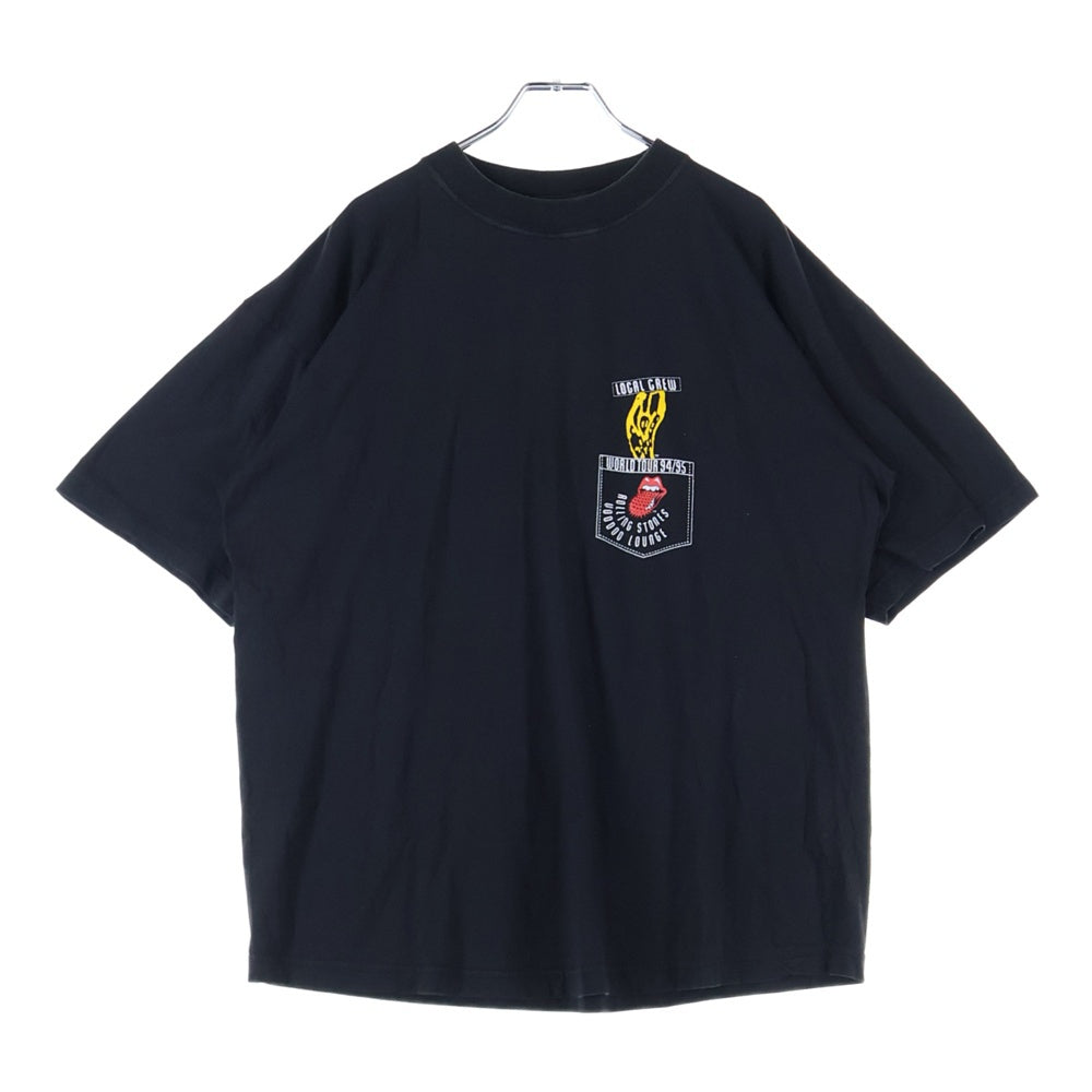 VINTAGE(ヴィンテージ) 90s THE ROLLING STONES WORLD TOUR 94/95 VOODOO LOUNGE LOCAL CREW ローリングストーンズ 半袖プリントTシャツ カットソー ブラック