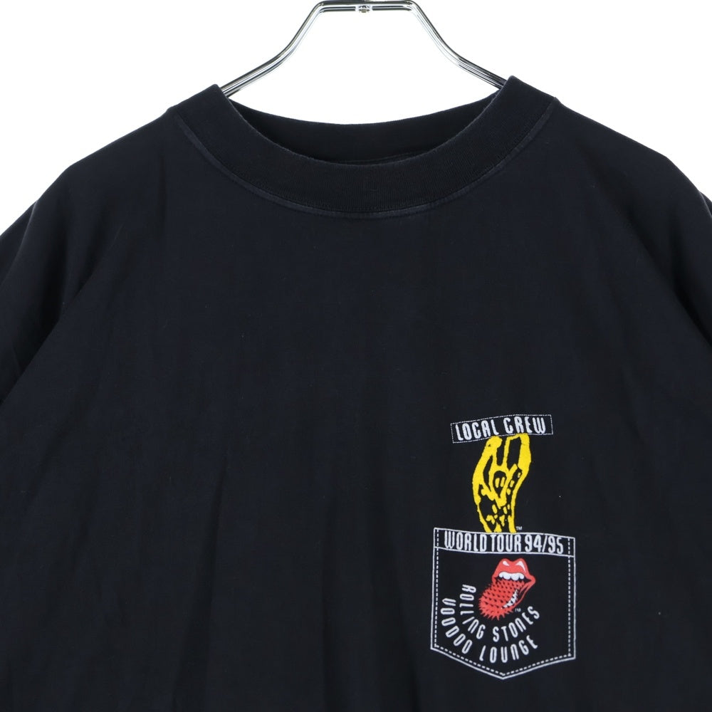 VINTAGE(ヴィンテージ) 90s THE ROLLING STONES WORLD TOUR 94/95 VOODOO LOUNGE LOCAL CREW ローリングストーンズ 半袖プリントTシャツ カットソー ブラック