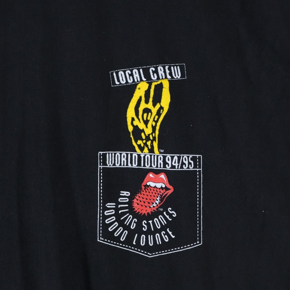 VINTAGE(ヴィンテージ) 90s THE ROLLING STONES WORLD TOUR 94/95 VOODOO LOUNGE LOCAL CREW ローリングストーンズ 半袖プリントTシャツ カットソー ブラック