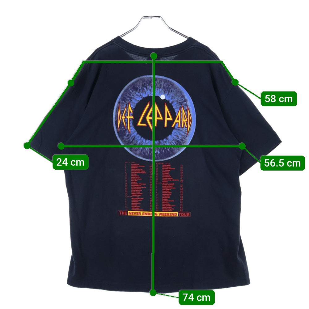 VINTAGE(ヴィンテージ) 90s DEF LEPPARD ADRENALIZE THE 7-DAYS WEEKEND TOUR TEE デフレパード 両面プリント 半袖Tシャツ カットソー ブラック