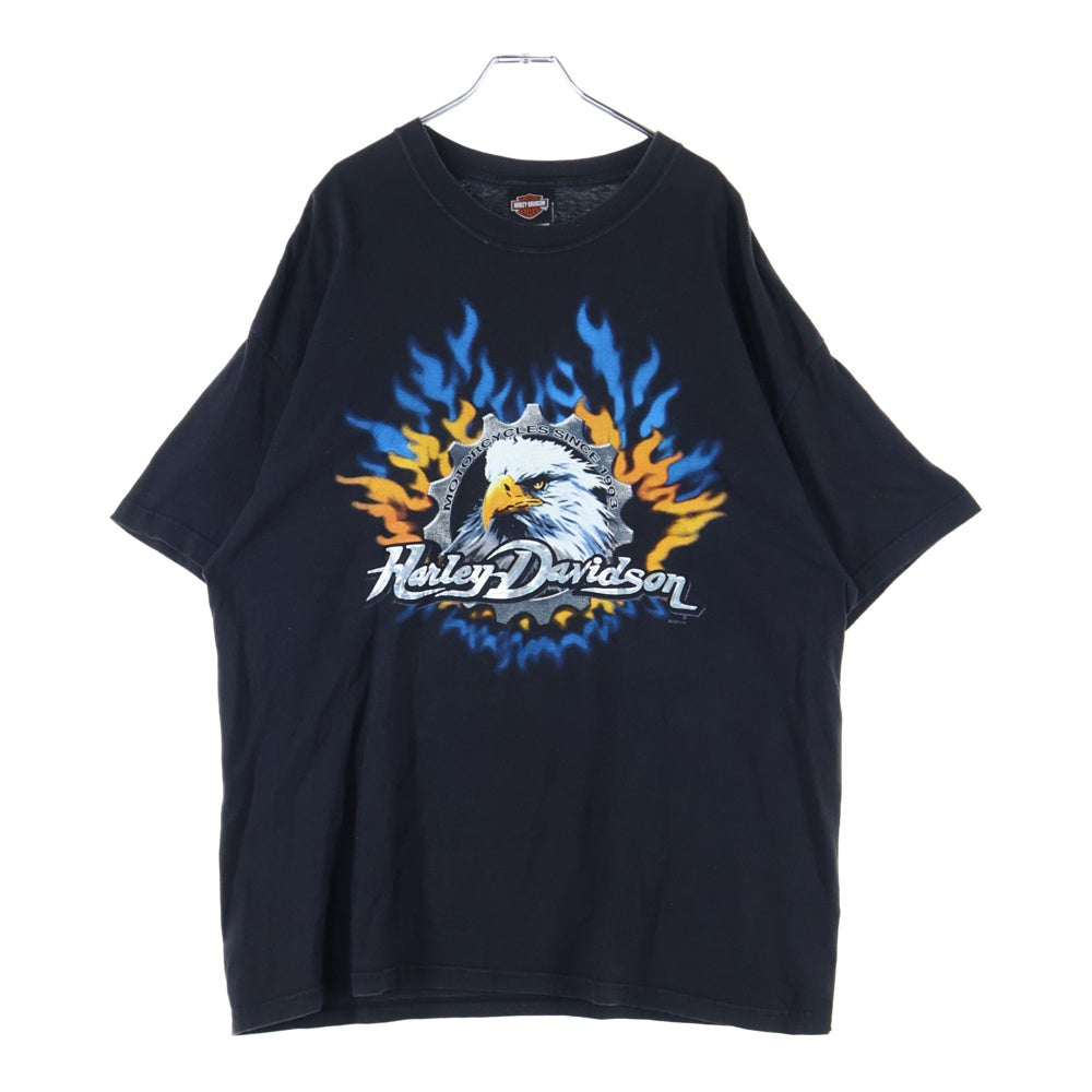 HARLEY DAVIDSON(ハーレーダビッドソン) 00s VINTAGE EAGLE S/S Tee 2002 イーグル 両面プリント 半袖Tシャツ カットソー ブラック