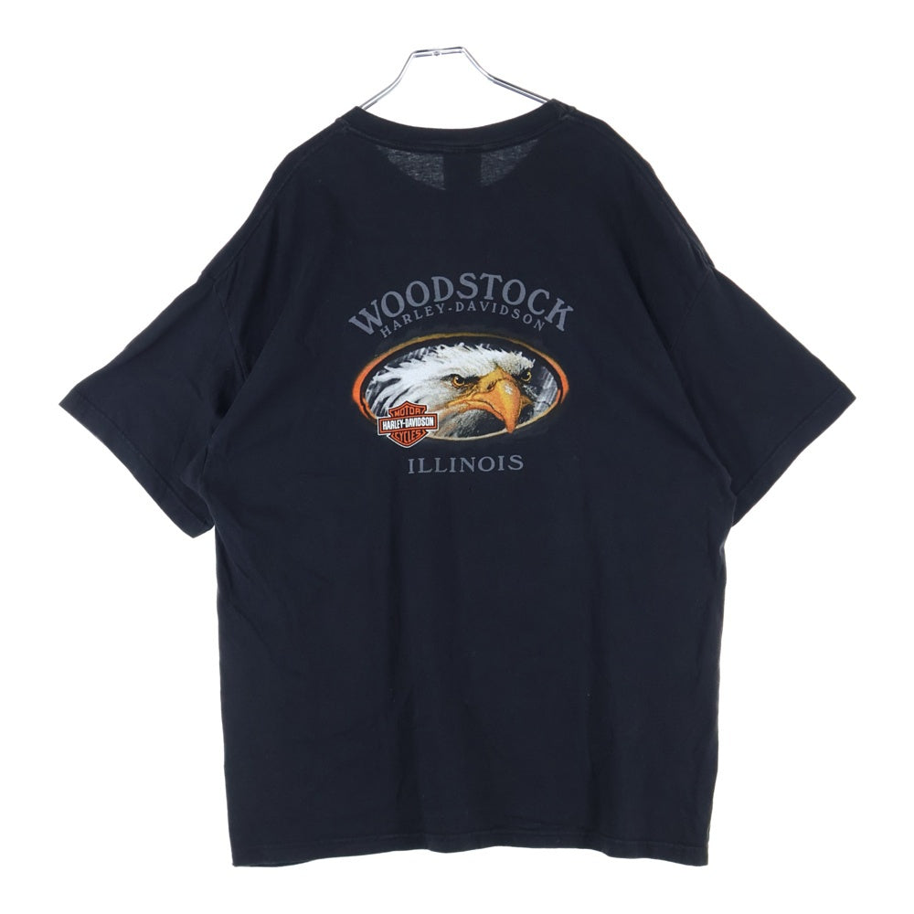 HARLEY DAVIDSON(ハーレーダビッドソン) 00s VINTAGE EAGLE S/S Tee 2002 イーグル 両面プリント 半袖Tシャツ カットソー ブラック