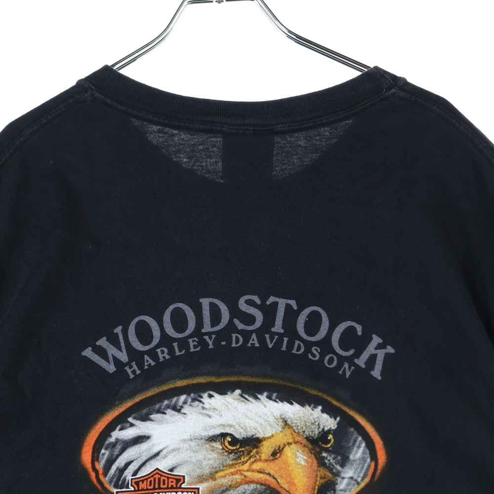 HARLEY DAVIDSON(ハーレーダビッドソン) 00s VINTAGE EAGLE S/S Tee 2002 イーグル 両面プリント 半袖Tシャツ カットソー ブラック