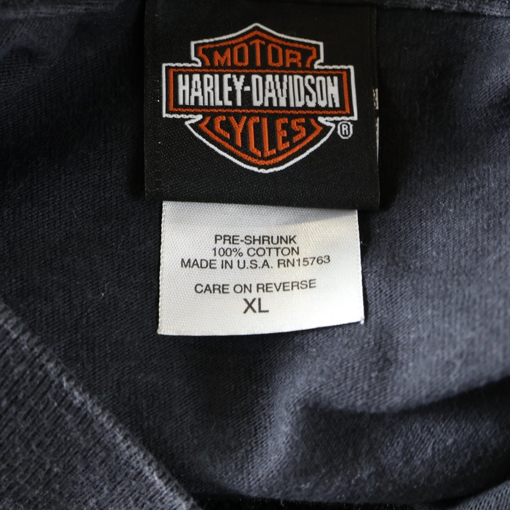 HARLEY DAVIDSON(ハーレーダビッドソン) 00s VINTAGE EAGLE S/S Tee 2002 イーグル 両面プリント 半袖Tシャツ カットソー ブラック
