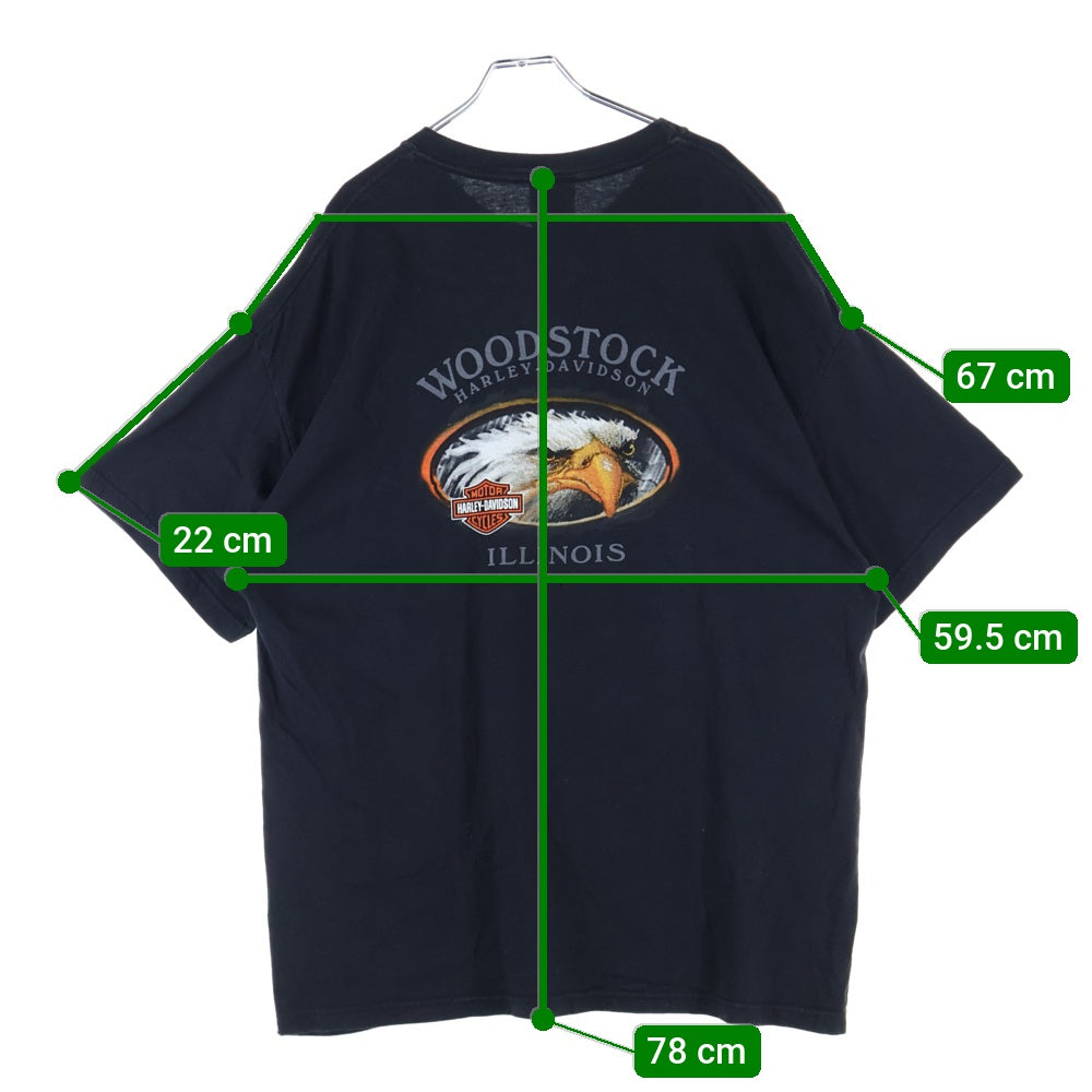 HARLEY DAVIDSON(ハーレーダビッドソン) 00s VINTAGE EAGLE S/S Tee 2002 イーグル 両面プリント 半袖Tシャツ カットソー ブラック