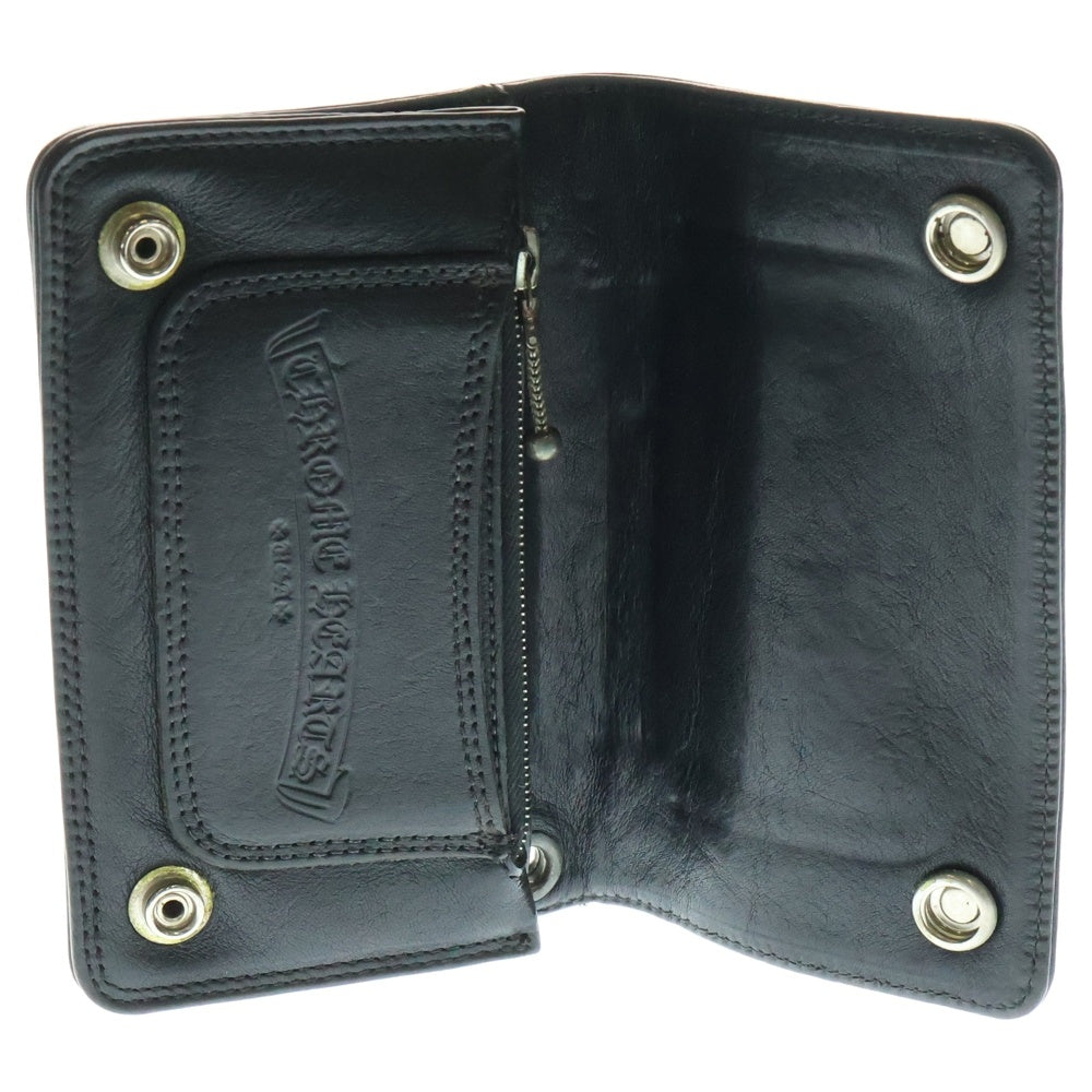 CHROME HEARTS(クロムハーツ) 1ZIP 1ジップ クロスボールボタン レザーウォレット 財布 ブラック BCA362