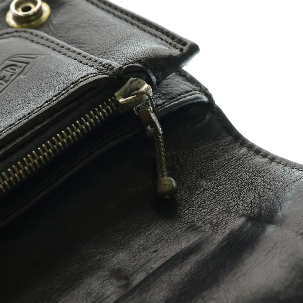 CHROME HEARTS(クロムハーツ) 1ZIP 1ジップ クロスボールボタン レザーウォレット 財布 ブラック BCA362