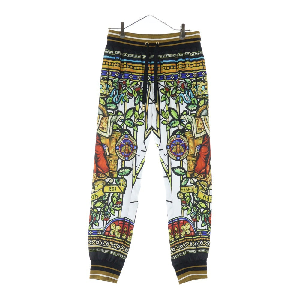 DOLCE & GABBANA(ドルチェアンドガッバーナ) SILK LIB EASY PANTS シルク 総柄 リブ イージーパンツ マルチカラー