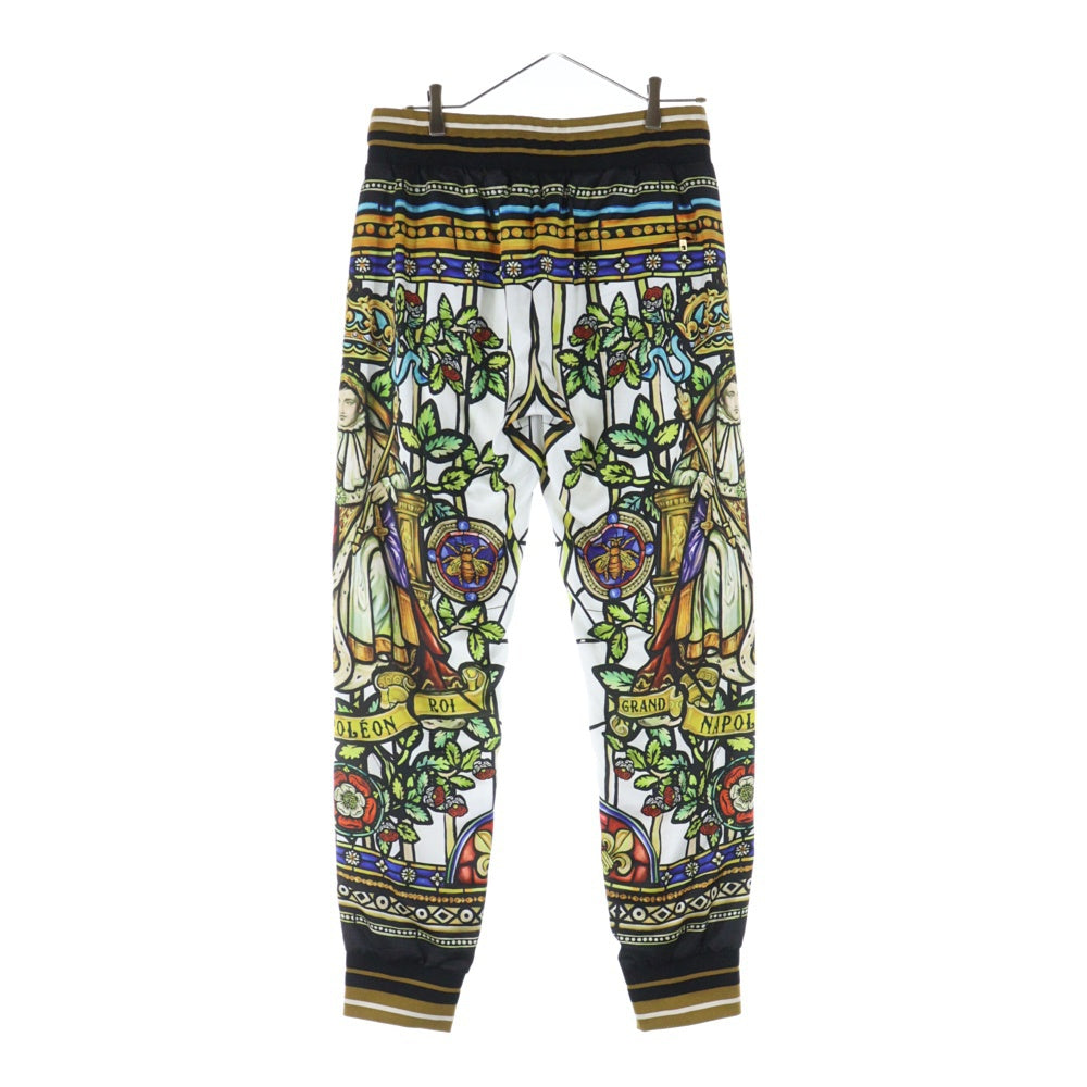 DOLCE & GABBANA(ドルチェアンドガッバーナ) SILK LIB EASY PANTS シルク 総柄 リブ イージーパンツ マルチカラー