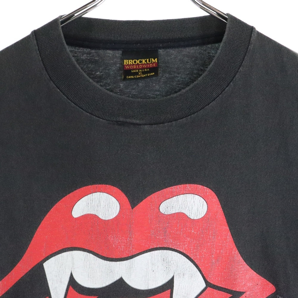 VINTAGE(ヴィンテージ) 90s ROLLIG STONES Lip&Tongue Halloweek 牙タン ローリングストーンズ 両面プリント 半袖Tシャツ カットソー ブラック