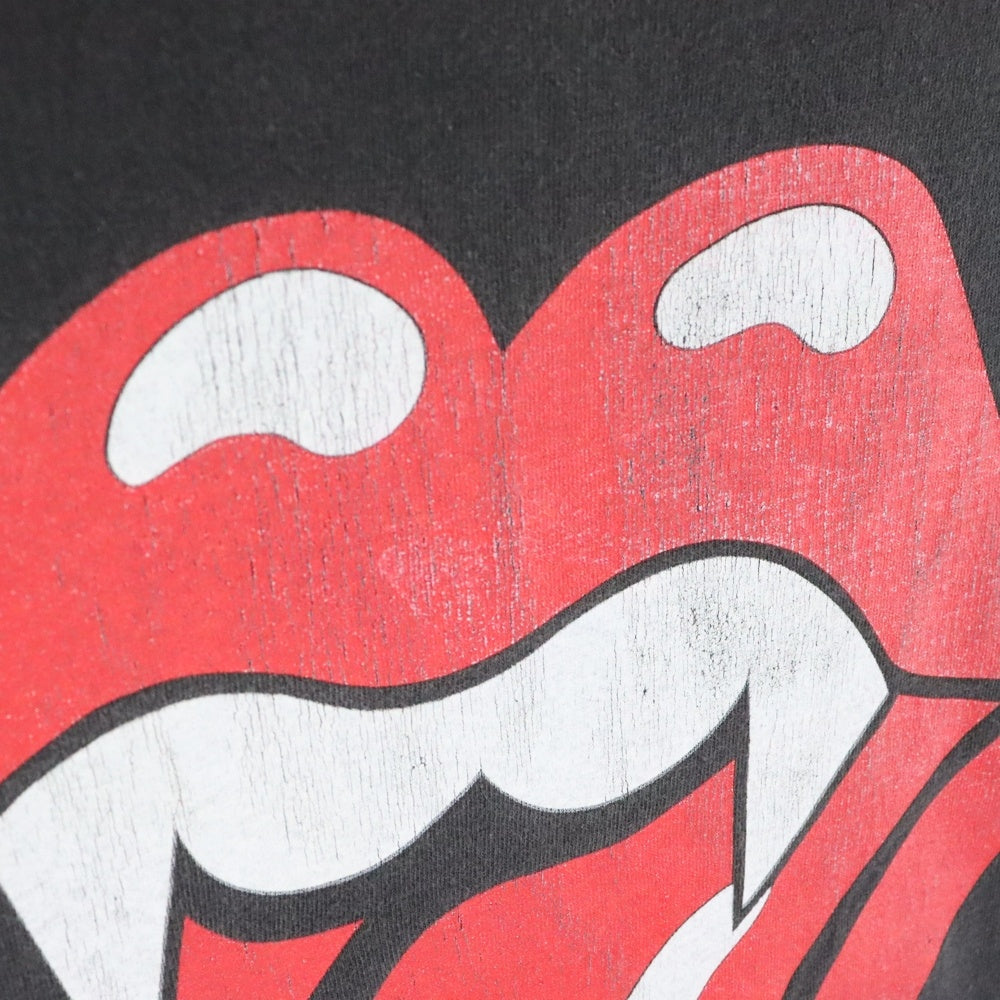 VINTAGE(ヴィンテージ) 90s ROLLIG STONES Lip&Tongue Halloweek 牙タン ローリングストーンズ 両面プリント 半袖Tシャツ カットソー ブラック