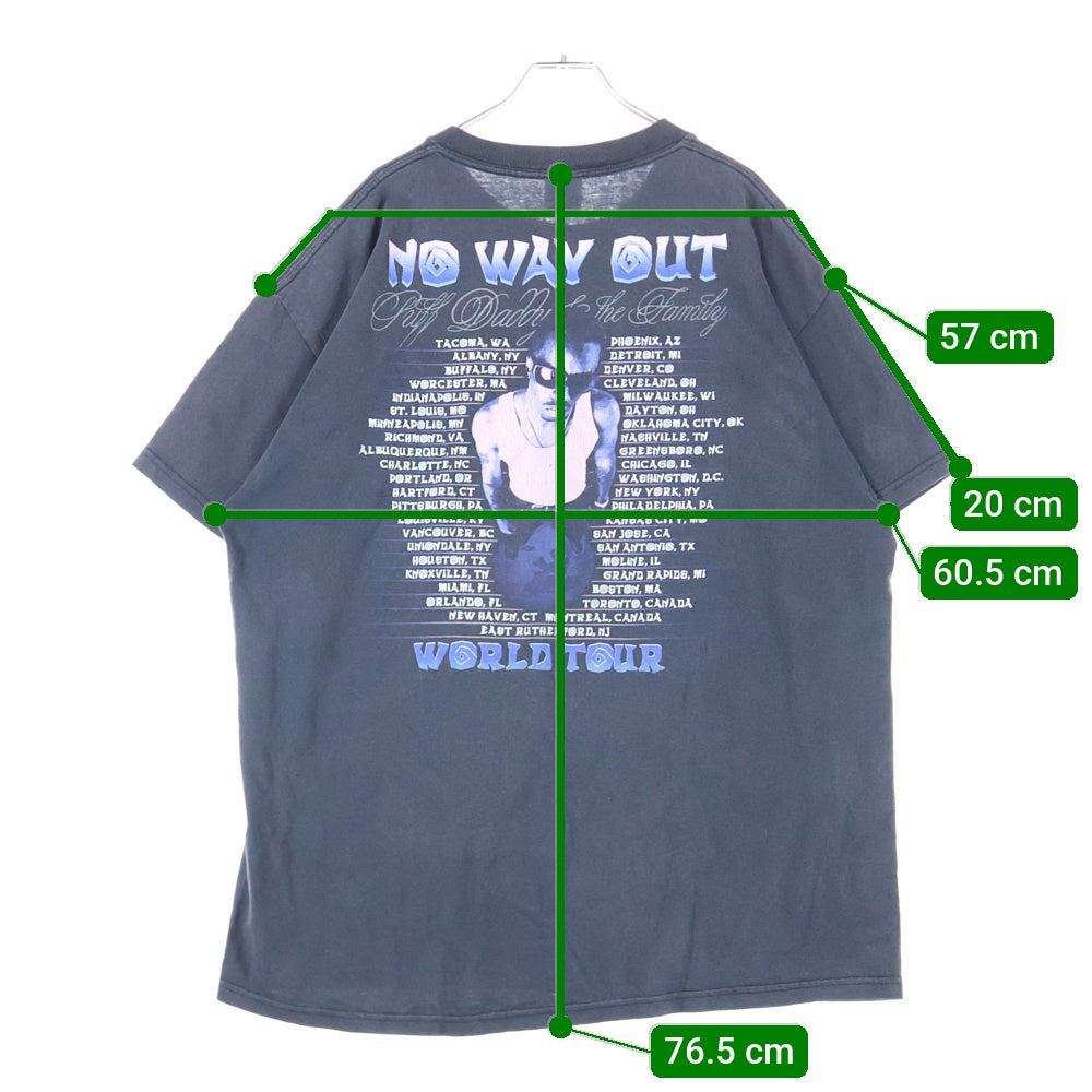 VINTAGE(ヴィンテージ) 90s PUFF DADDY The Family No Way パフダディー 両面プリント 半袖Tシャツ ラップTシャツ ブラック