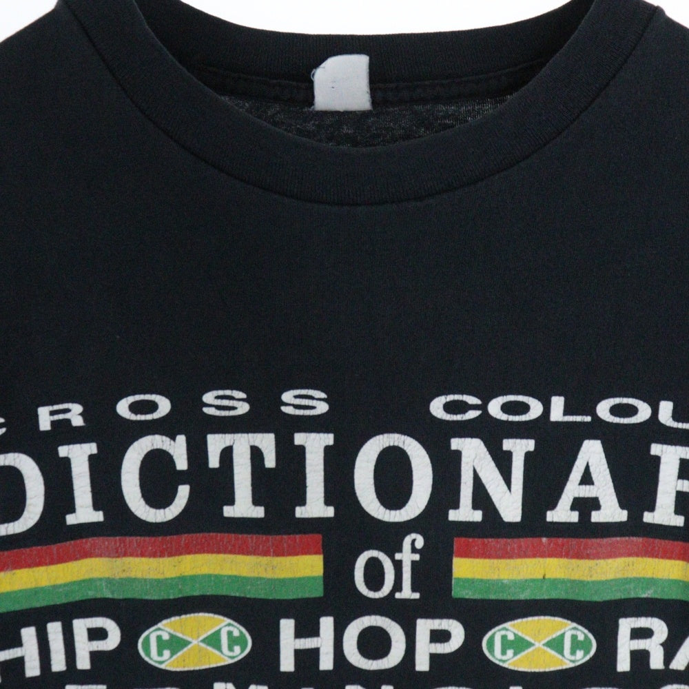 VINTAGE(ヴィンテージ) 90s CROSS COLOURS Dictionary クロスカラーズ 両面プリント 半袖Tシャツ ラップTシャツ カットソー ブラック