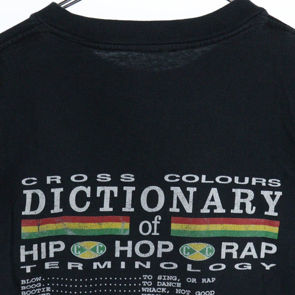 VINTAGE(ヴィンテージ) 90s CROSS COLOURS Dictionary クロスカラーズ 両面プリント 半袖Tシャツ ラップTシャツ カットソー ブラック