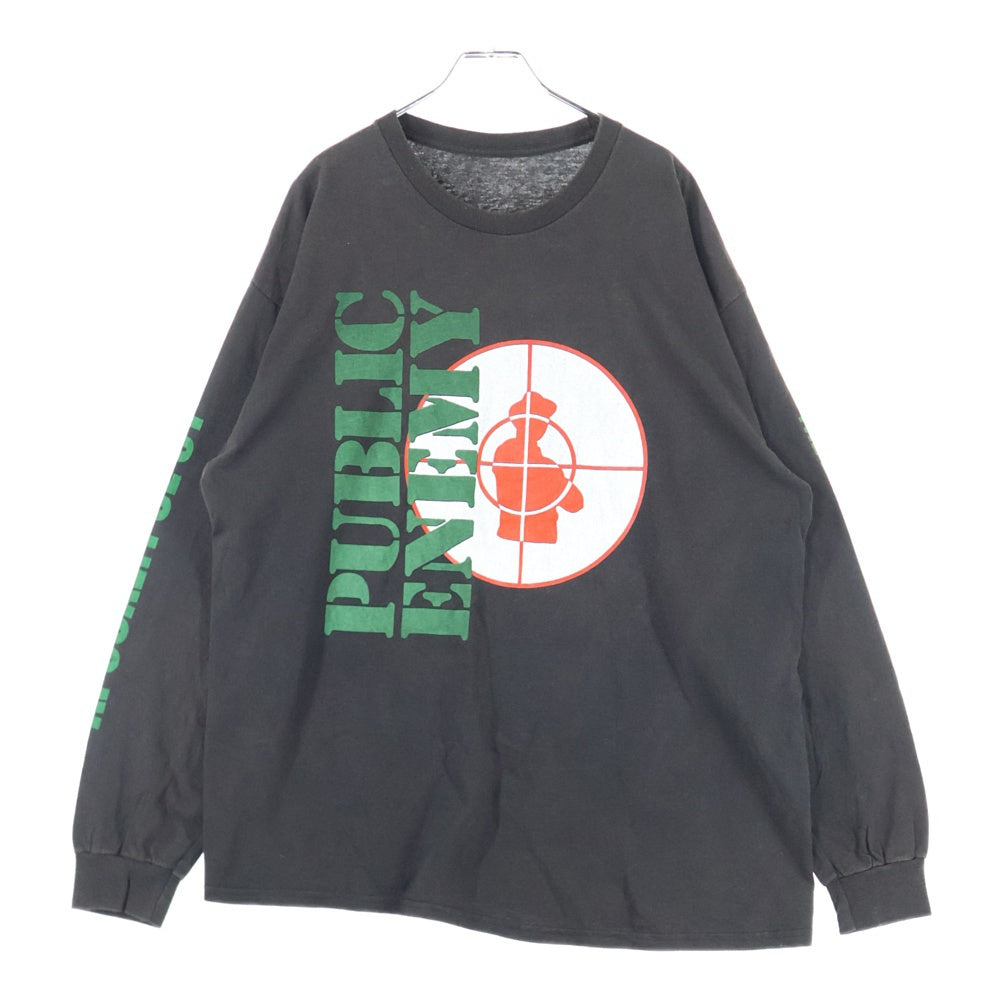 VINTAGE(ヴィンテージ) 90-00s PUBLIC ENEMY パブリックエネミー 両面プリント 長袖Tシャツ カットソー ブラック
