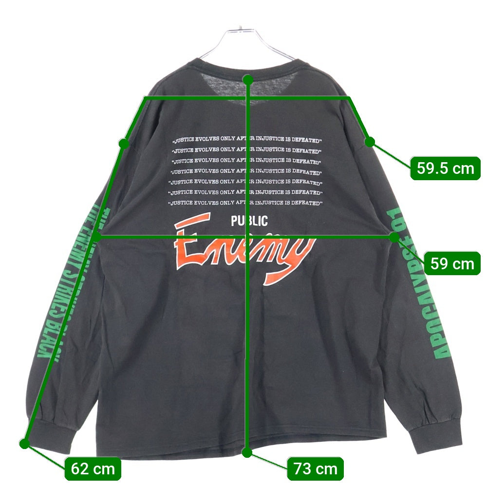 VINTAGE(ヴィンテージ) 90-00s PUBLIC ENEMY パブリックエネミー 両面プリント 長袖Tシャツ カットソー ブラック