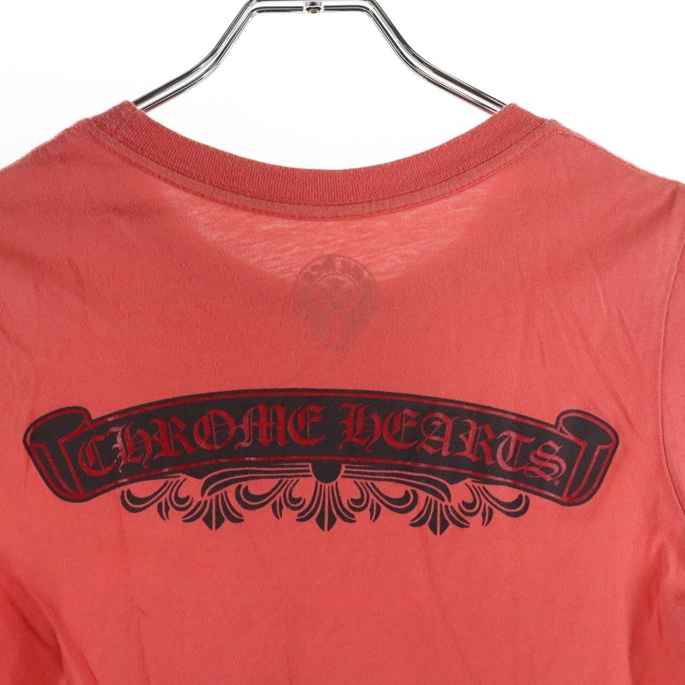 CHROME HEARTS(クロムハーツ) バックスクロールラベル 半袖Tシャツ カットソー ピンク