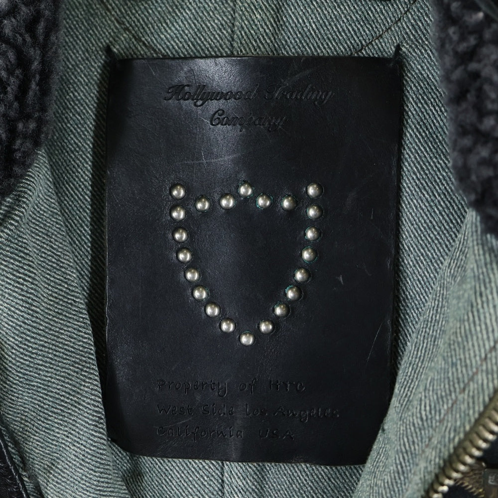 HTC(エイチティーシー) leather Jacket レザー ジャケット バッチ イタリア製 袖ワッペン付き ブラック