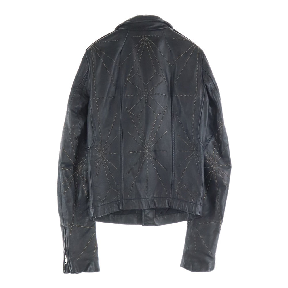 Rick Owens(リックオウエンス) 11SS STOOGES BIKER JKT ストゥージスバイカージャケット スタッズダブルライダースジャケット RU8764/LST ブラック
