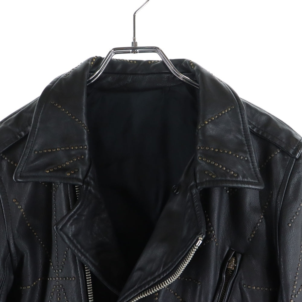 Rick Owens(リックオウエンス) 11SS STOOGES BIKER JKT ストゥージスバイカージャケット スタッズダブルライダースジャケット RU8764/LST ブラック