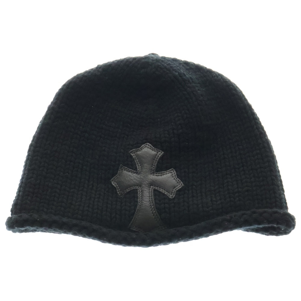 CHROME HEARTS(クロムハーツ) BEANIE CASH クロスパッチ カシミヤ ニットキャップ ビーニー 帽子 ブラック