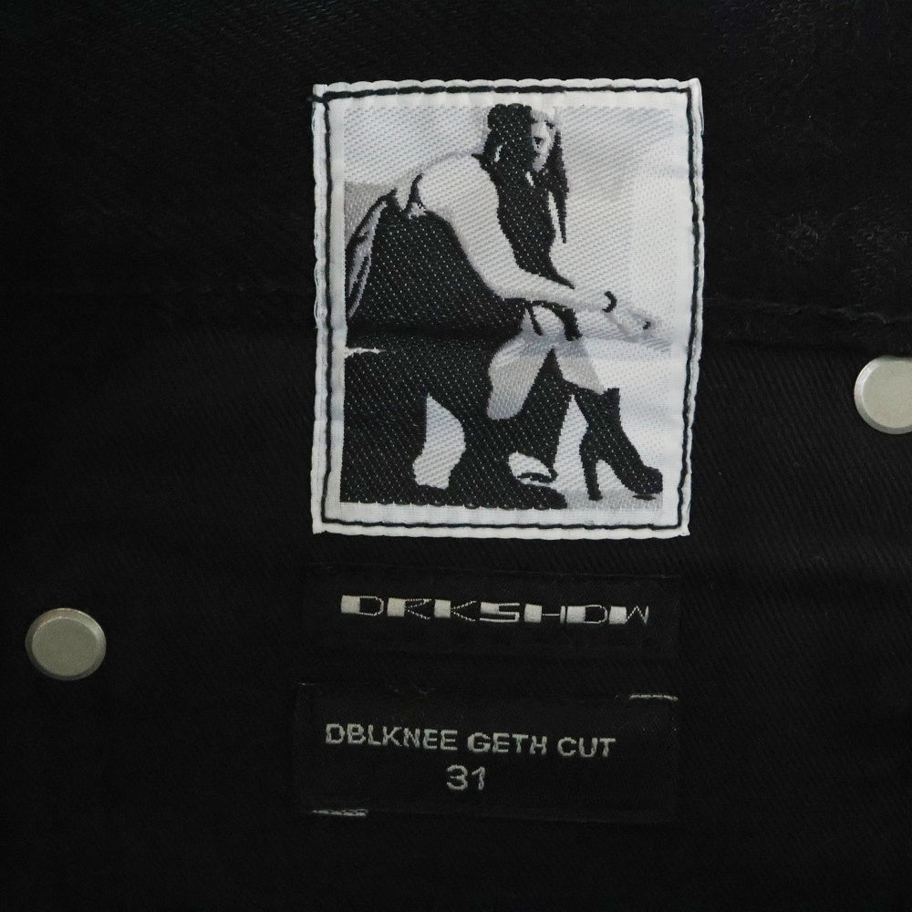Rick Owens DRKSHDW(リックオウエンス ダークシャドウ) Double Knee Geth Cut Jeans ダブルニー ゲス カット ジーンズ ブラック DL02D4387-HBLKJP