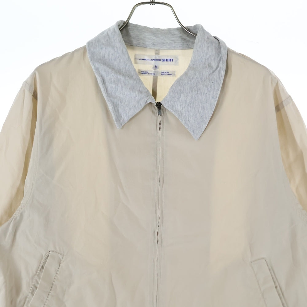 COMME des GARCONS SHIRT(コムデギャルソンシャツ) フランス製 素材切替え スウィングトップ ジップアップジャケット ベージュ D-TK9210