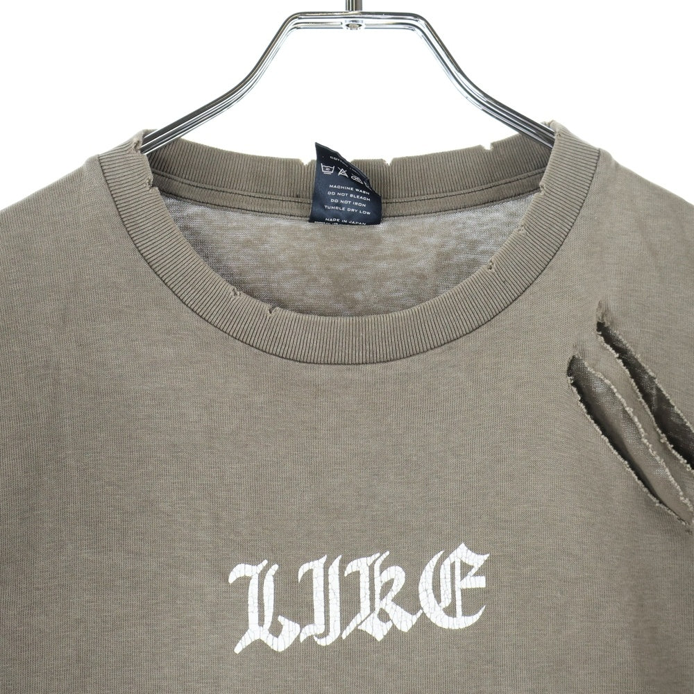 NUMBER (N)INE(ナンバーナイン) 04AW ARCHIVE GIVE期 ダメージ加工反戦Tシャツ カットソー ブラウン