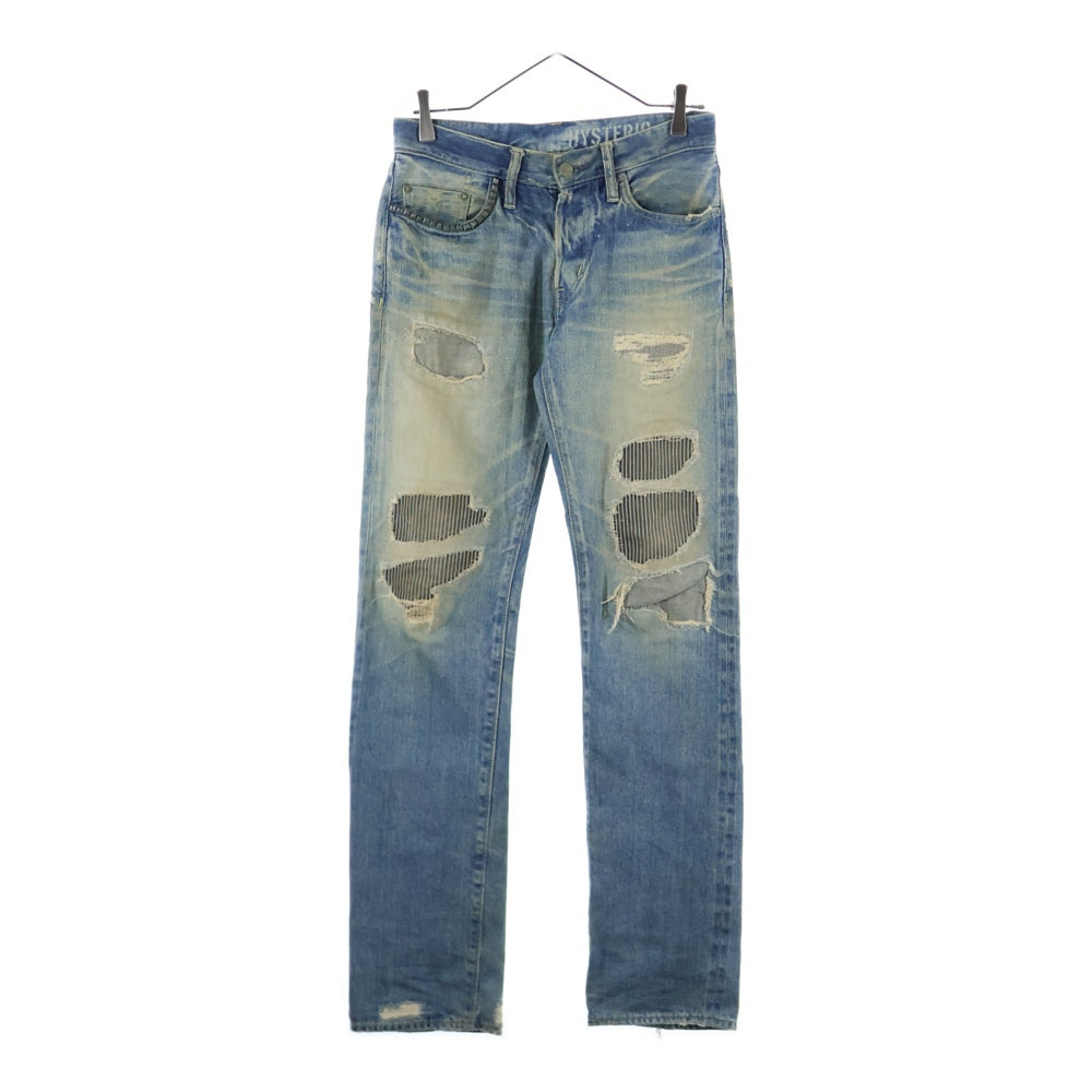 HYSTERIC GLAMOUR(ヒステリックグラマー) 0253AP02 SP加工 WR ダメージ クラッシュ加工 デニムパンツ インディゴ