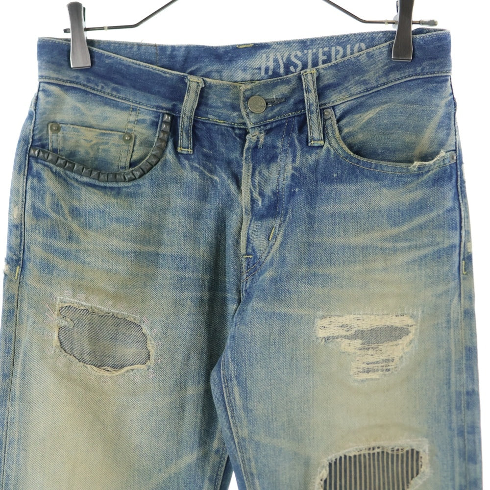 HYSTERIC GLAMOUR(ヒステリックグラマー) 0253AP02 SP加工 WR ダメージ クラッシュ加工 デニムパンツ インディゴ