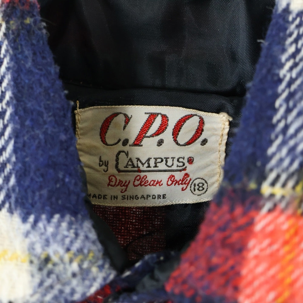 VINTAGE(ヴィンテージ) 60s VINTAGE CAMPUS C.P.O. キャンパス シャツジャケット 長袖チェックシャツ ウール チェック