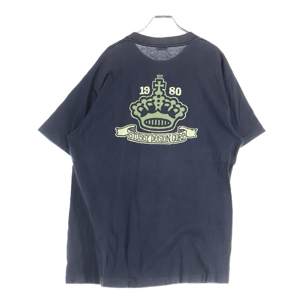 STUSSY(ステューシー) 90s OLD STUSSY DESIGN CORP クラウン プリント Tシャツ 半袖カットソーブラック