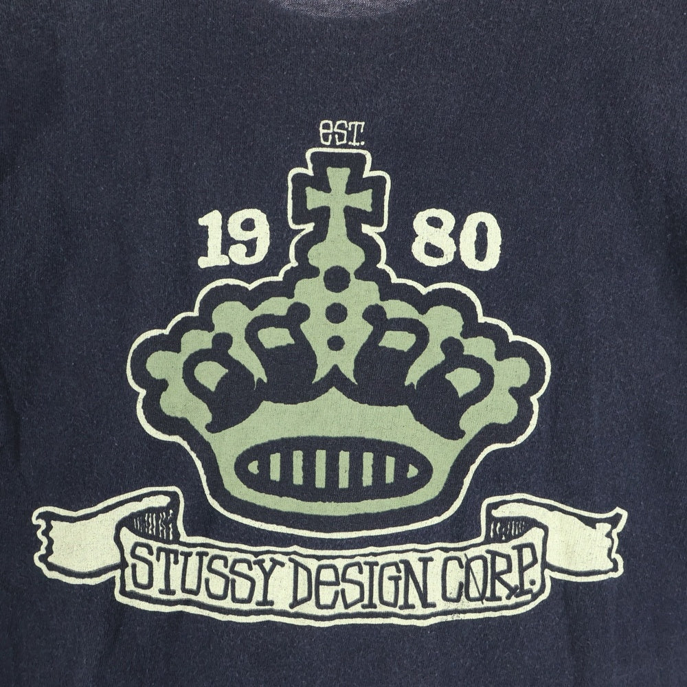 STUSSY(ステューシー) 90s OLD STUSSY DESIGN CORP クラウン プリント Tシャツ 半袖カットソーブラック