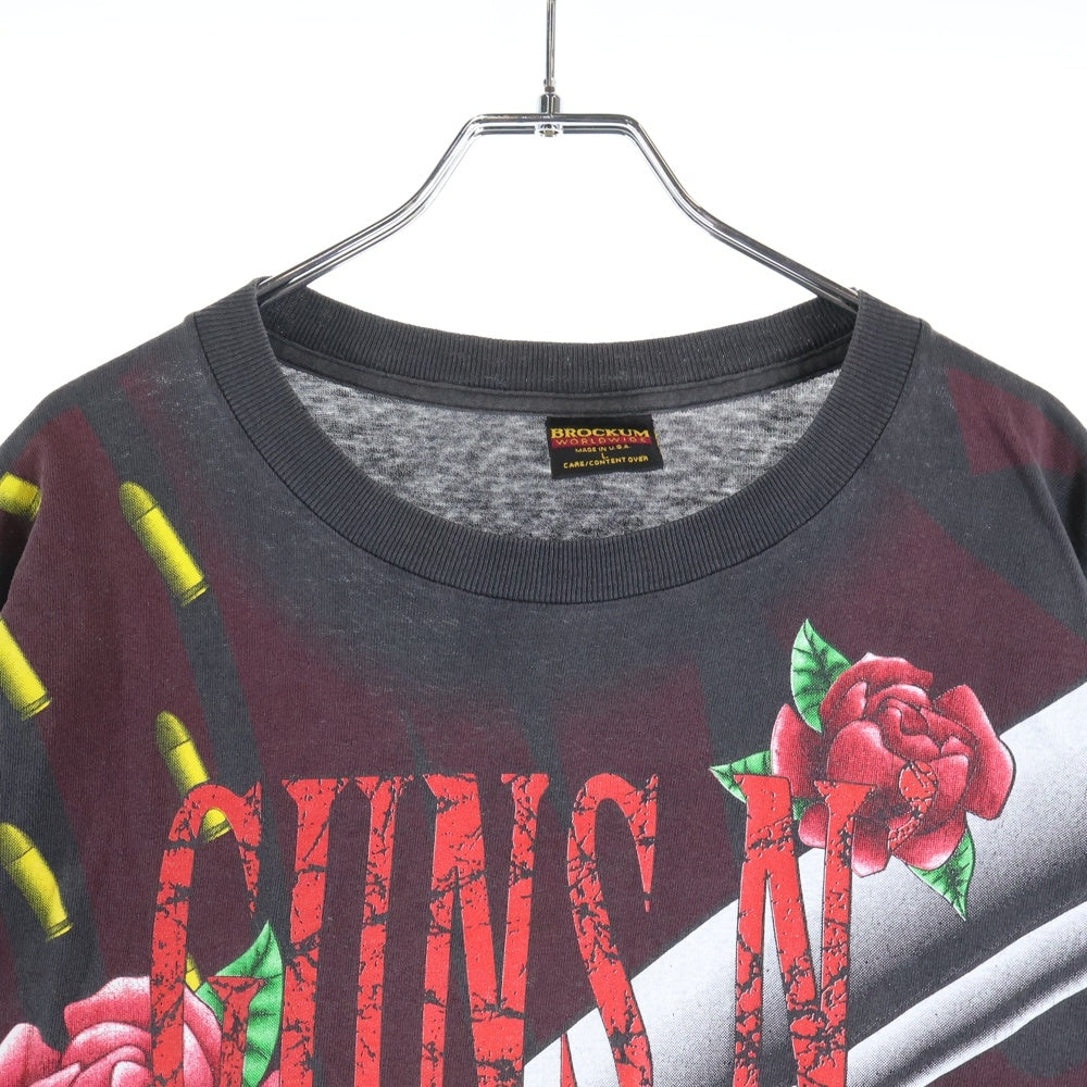 VINTAGE(ヴィンテージ) 90s GUNS N' ROSES GUN AND ROSE ガンズアンドローゼス オーバープリント 半袖Tシャツ ブラック/レッド