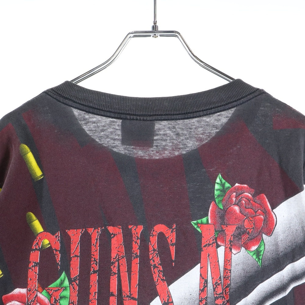 VINTAGE(ヴィンテージ) 90s GUNS N' ROSES GUN AND ROSE ガンズアンドローゼス オーバープリント 半袖Tシャツ ブラック/レッド