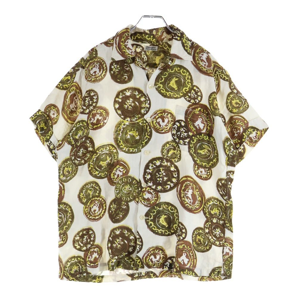 VINTAGE(ヴィンテージ) 60s INPORTED PURE LINEN OPEN COLLAR SHIRT リネン 半袖 オープンカラー シャツ 総柄 WPL 8016