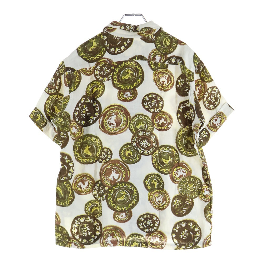 VINTAGE(ヴィンテージ) 60s INPORTED PURE LINEN OPEN COLLAR SHIRT リネン 半袖 オープンカラー シャツ 総柄 WPL 8016