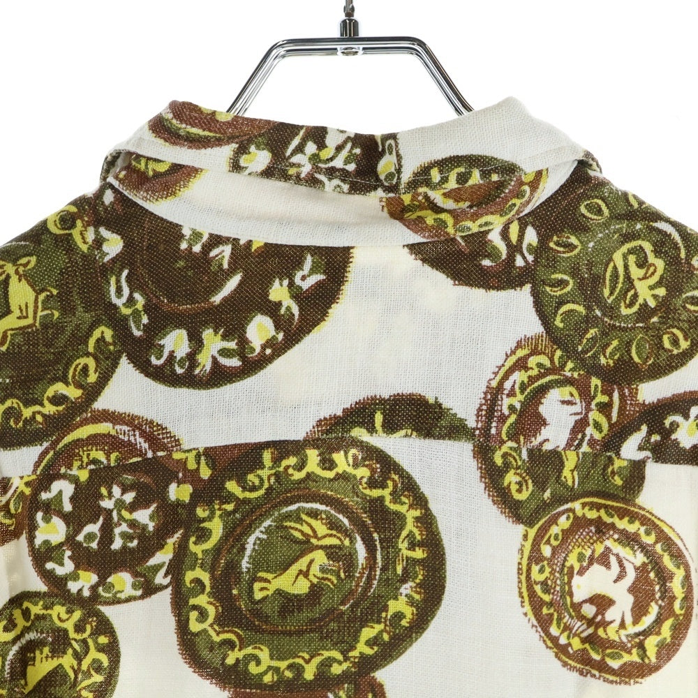 VINTAGE(ヴィンテージ) 60s INPORTED PURE LINEN OPEN COLLAR SHIRT リネン 半袖 オープンカラー シャツ 総柄 WPL 8016