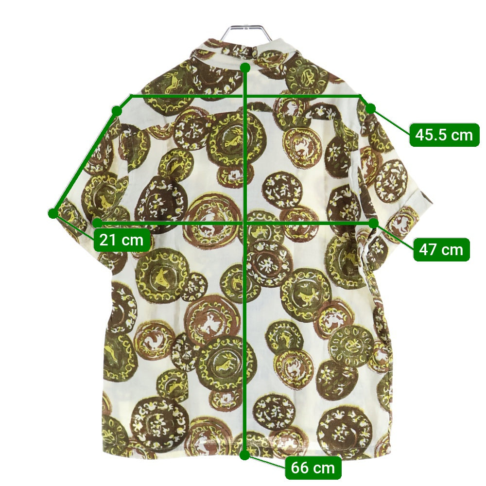 VINTAGE(ヴィンテージ) 60s INPORTED PURE LINEN OPEN COLLAR SHIRT リネン 半袖 オープンカラー シャツ 総柄 WPL 8016