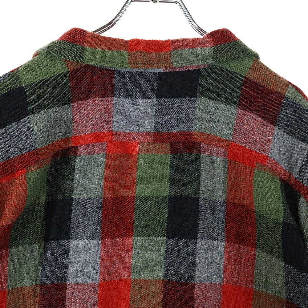 VINTAGE(ヴィンテージ) 70s JAYSON ジェイソン オープンカラー ネルチェック 長袖シャツ レッド/グリーン