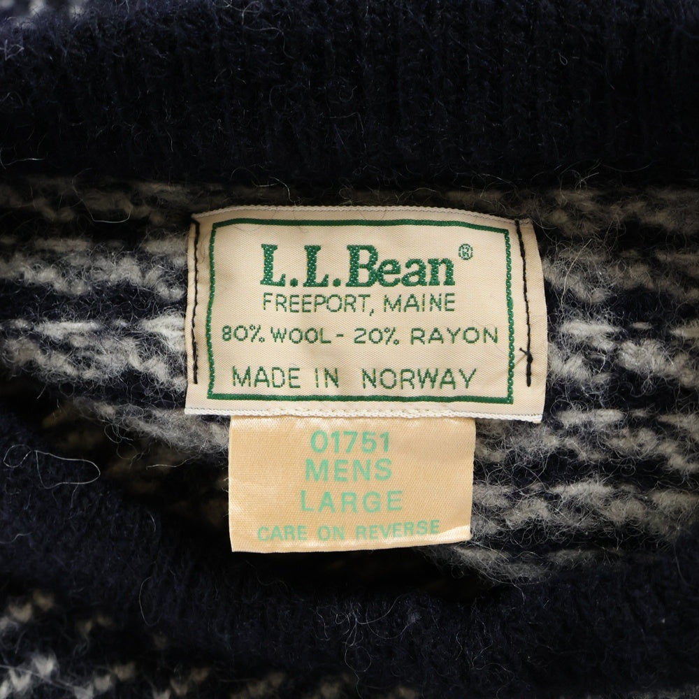 L.L.Bean(エルエルビーン) 80S Bird's-Eye バーズアイ アクリル混 ウールニット セーター ネイビー