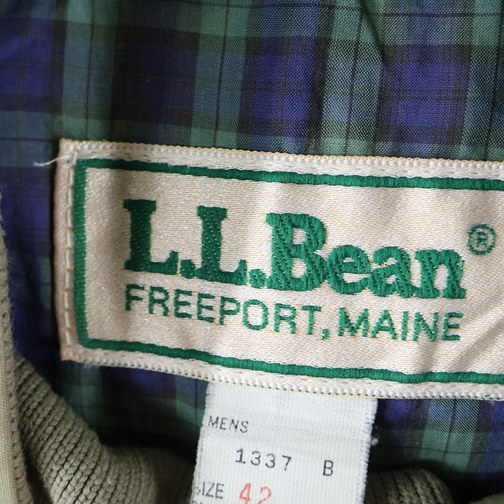 L.L.Bean(エルエルビーン) 80-90S 裏地チェック ハイネック ジップアップ ハリントン ジャケット ベージュ