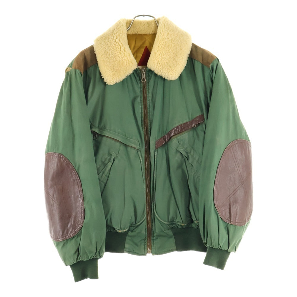 C.P. Company(シーピーカンパニー) 82AW Archive Dutch Police Designed by Massimo Osti マッシモ オスティ レザー切り替え エルボーパッチ ボアカラー 中綿 ジップアップジャケット グリーン