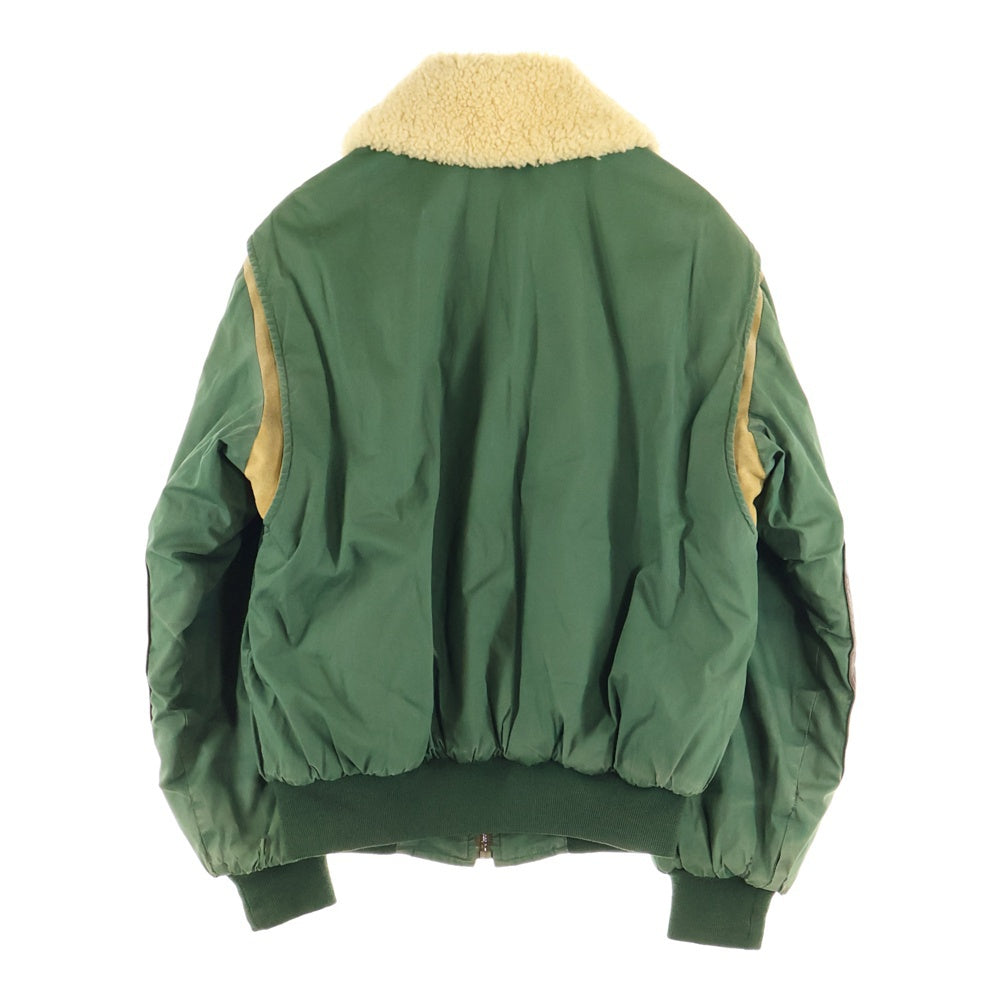 C.P. Company(シーピーカンパニー) 82AW Archive Dutch Police Designed by Massimo Osti マッシモ オスティ レザー切り替え エルボーパッチ ボアカラー 中綿 ジップアップジャケット グリーン