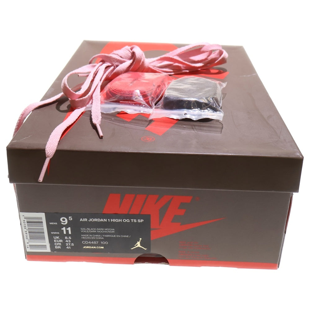 NIKE(ナイキ) ×TRAVIS SCOTT AIR JORDAN 1 RETRO HIGH OG TS SP トラヴィススコット エアジョーダン1 ハイカットスニーカー ブラウン/ホワイト US9.5/27.5cm CD4487-100