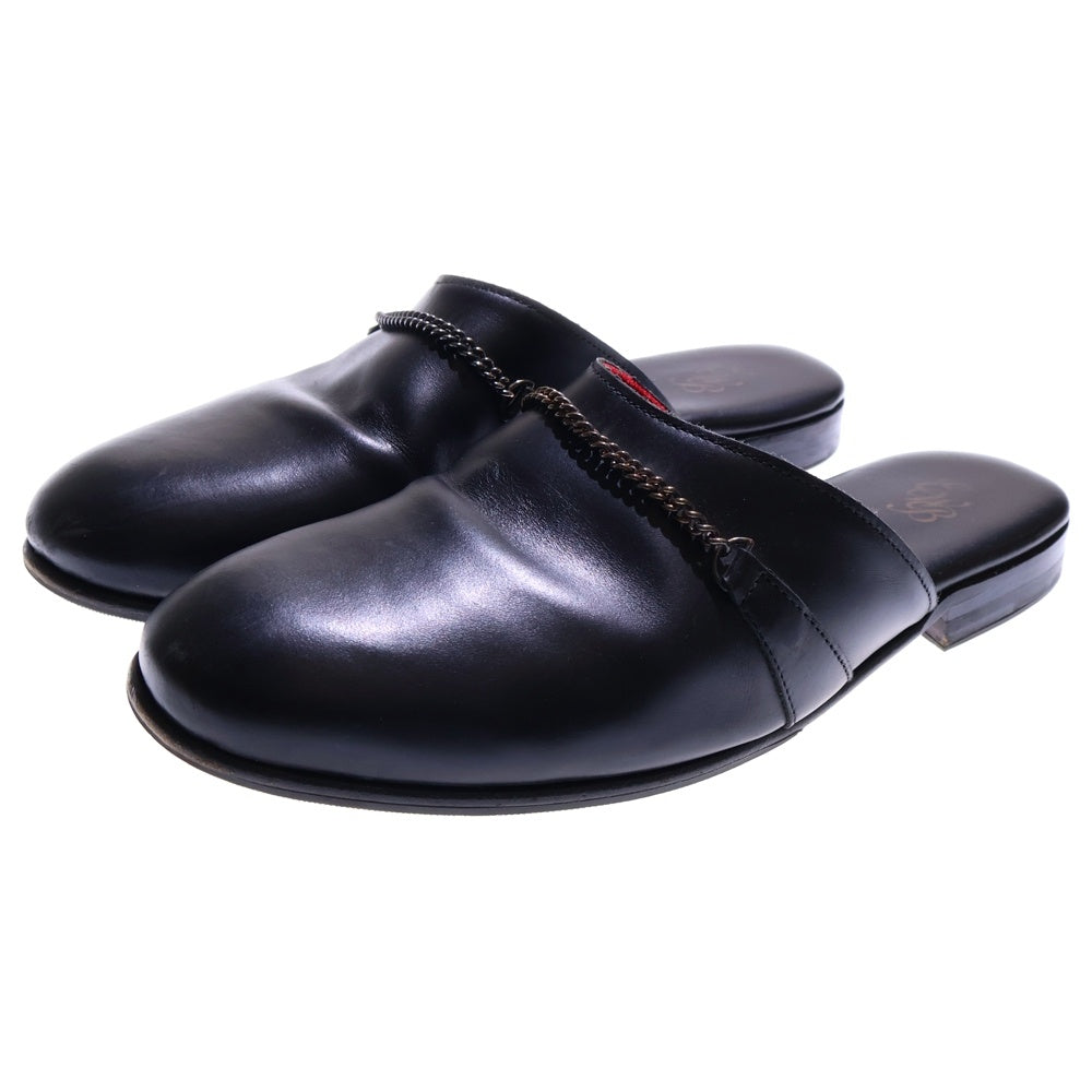 ERNEST W. BAKER(アーネストダブルベイカー) チェーンデザイン レザーミュール サンダル ブラック