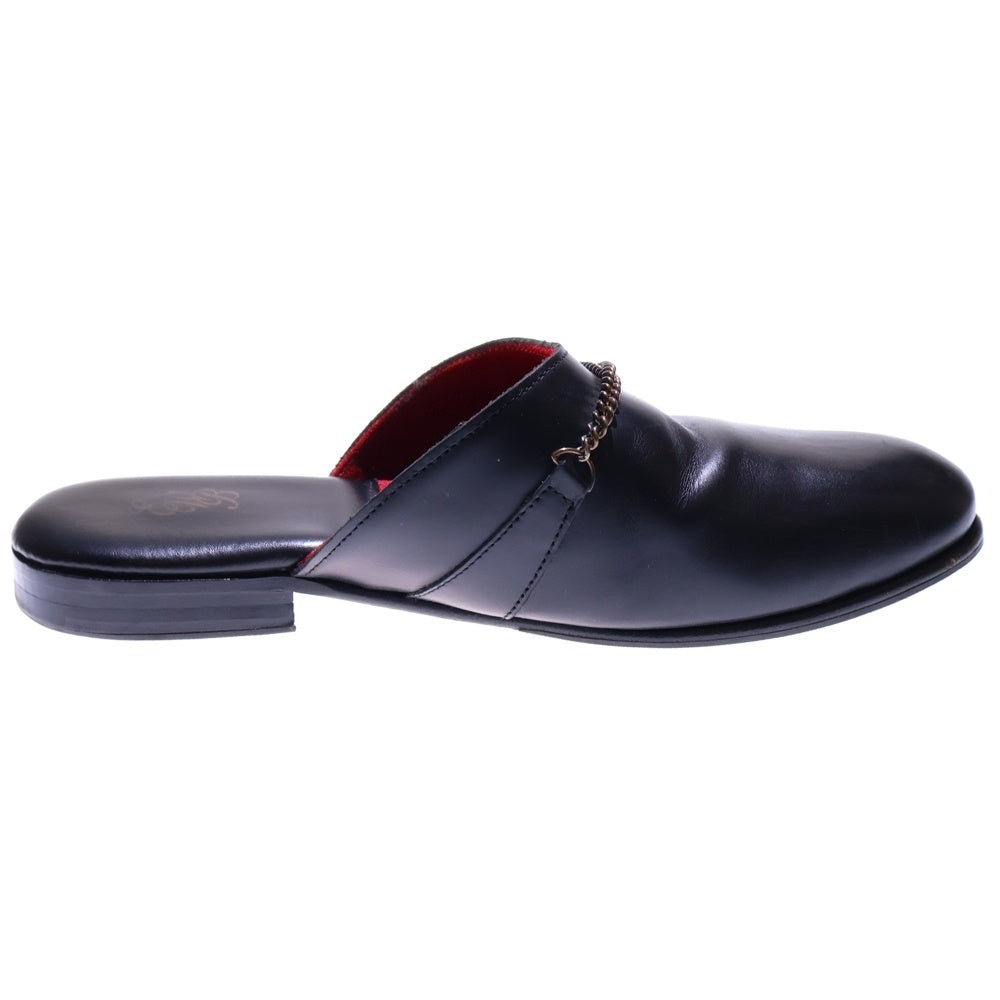 ERNEST W. BAKER(アーネストダブルベイカー) チェーンデザイン レザーミュール サンダル ブラック